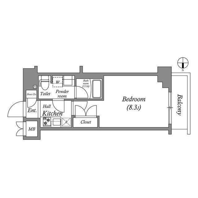 SHOKEN RESIDENCE八王子(1K/4階)の間取り写真