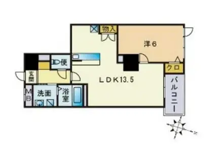 サムティ警固タワー(1LDK/20階)の間取り写真