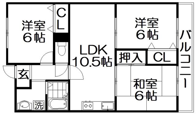 パークサイドスクエア(3LDK/3階)の間取り写真