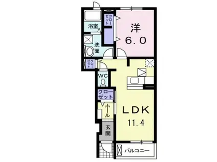 アステールC棟(1LDK/1階)の間取り写真
