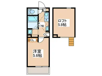 OLYMPIA GARDEN藤沢(1K/2階)の間取り写真