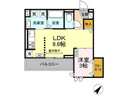 カーサ・クレール(1LDK/3階)の間取り写真