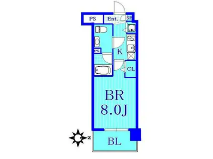 レグラス横浜吉野町サウス(1K/2階)の間取り写真
