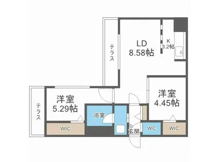 ECLAT UNE MAISON麻生 エクラアンメゾン麻生(2LDK/1階)の間取り写真