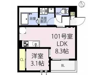 レガリスト プルーム(1LDK/1階)の間取り写真