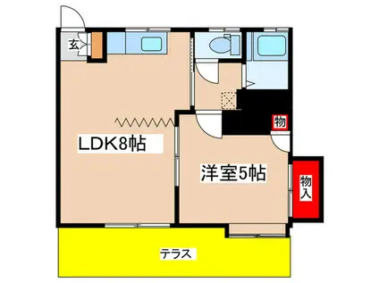 チャーミーハウス(1LDK/1階)の間取り写真