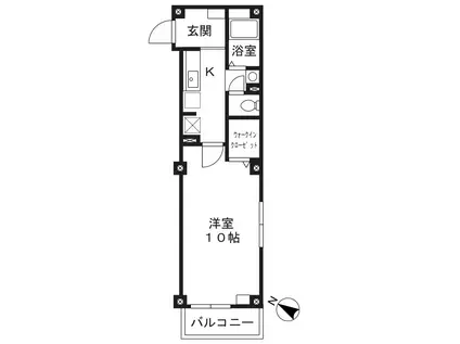 ディアコート方南(1K/4階)の間取り写真