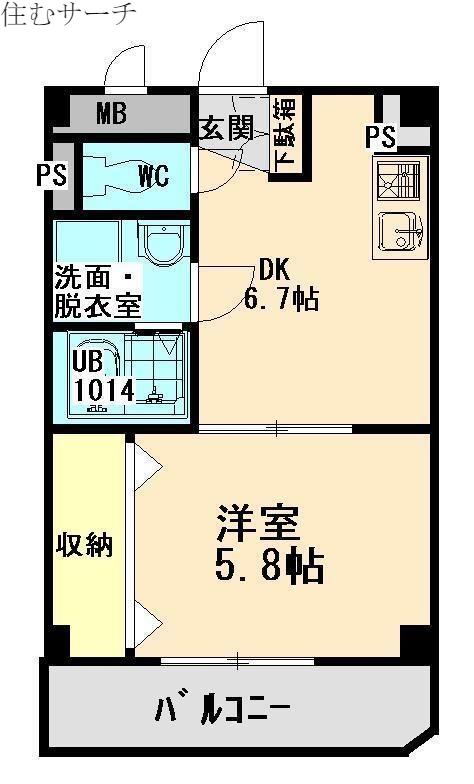 エクセレンスときわB(1DK/3階)の間取り写真