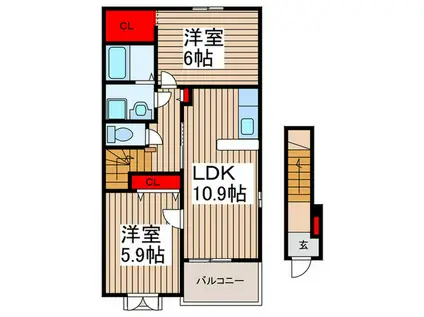 フレッサ(2LDK/2階)の間取り写真