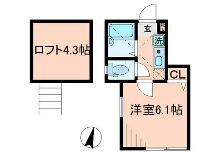 バーミープレイス西落合(1K/1階)の間取り写真