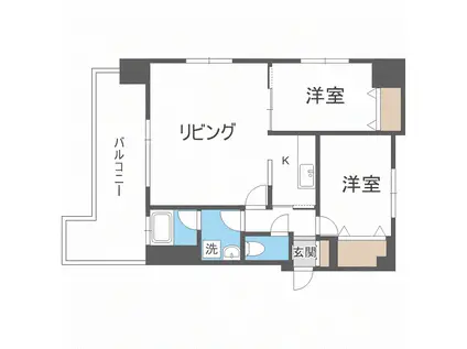 ビッグパレス南12条(2LDK/14階)の間取り写真
