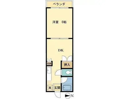 ニューアピア清水(1DK/2階)の間取り写真