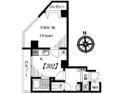 フィオレッタ両国(1K/4階)の間取り写真