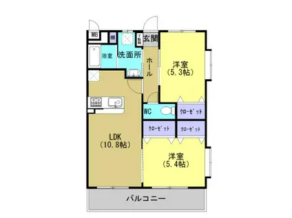 キートス グランデ 天神(2LDK/5階)の間取り写真