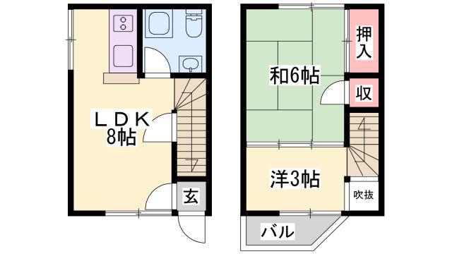 ビラージュ土居(2LDK/1階)の間取り写真