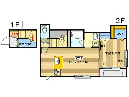 モデストハイツ平塚(1LDK/2階)の間取り写真