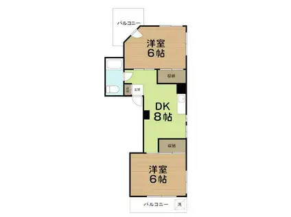 TK・パークサイド白山(2DK/3階)の間取り写真