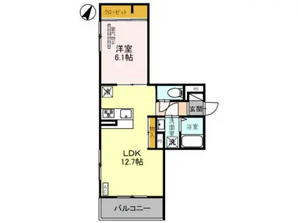 プリメーラ荒田(1LDK/2階)の間取り写真
