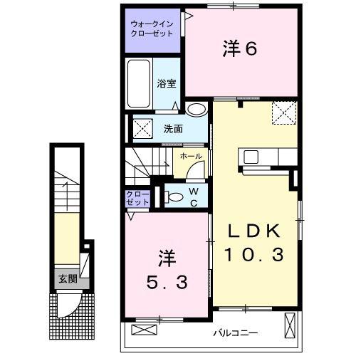 ナウエルVII(2LDK/2階)の間取り写真