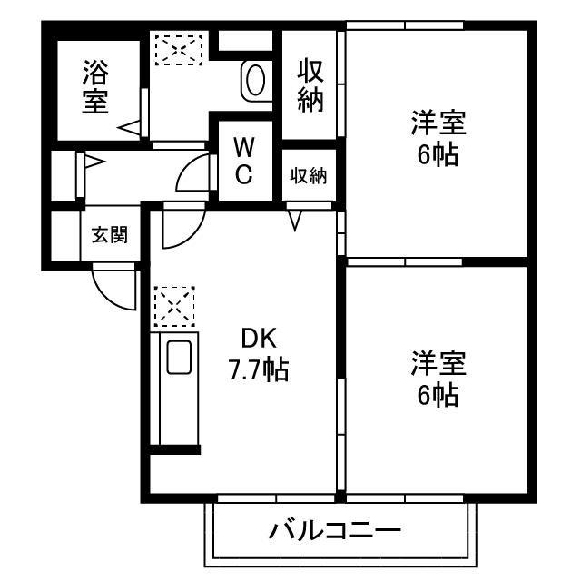 リープハウゼ(2DK/1階)の間取り写真