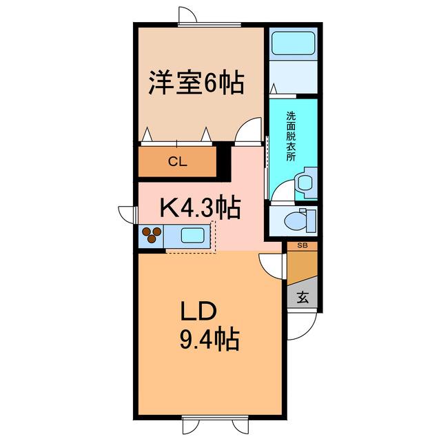 ラフィーネA・B(1LDK/2階)の間取り写真