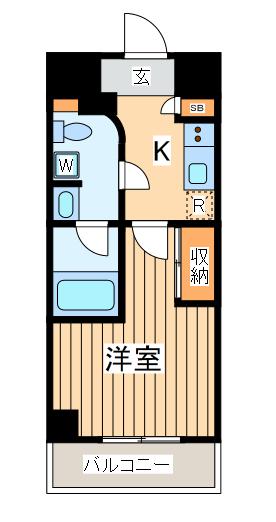 ベルシード横濱ウエスト2(1K/2階)の間取り写真