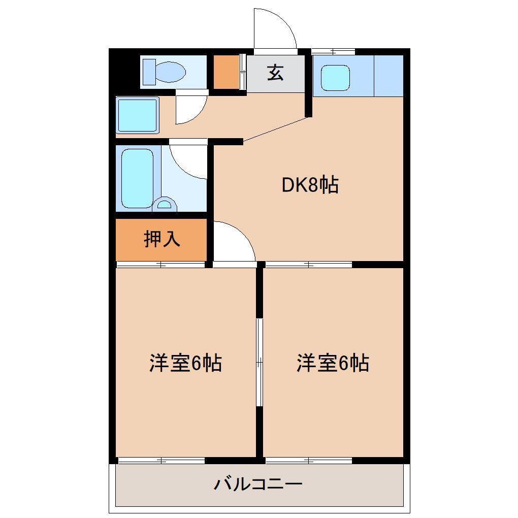 ハイツブライト(2DK/2階)の間取り写真