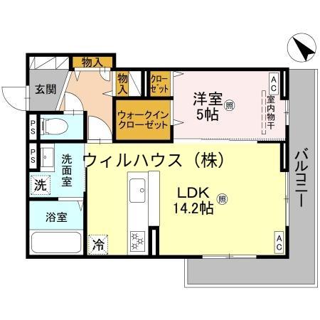 ディーレガシー中百舌鳥(1LDK/3階)の間取り写真