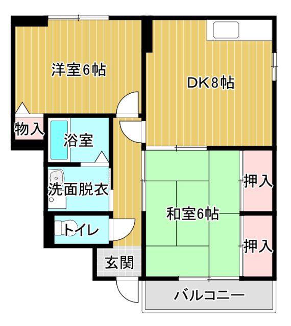 カーズコート(2DK/1階)の間取り写真