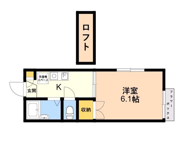 T・M浦志(1K/2階)の間取り写真