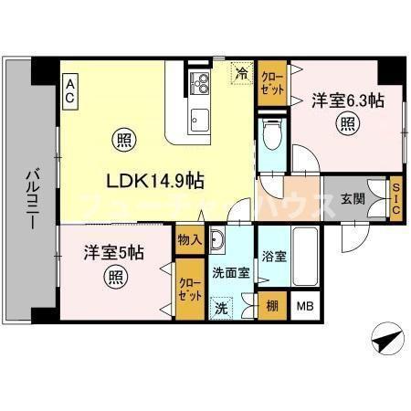 エミネンス大町(2LDK/7階)の間取り写真