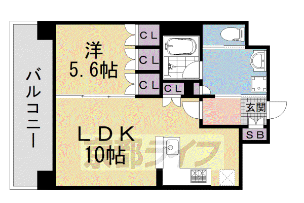 リーガル京都河原町五条II(1LDK/5階)の間取り写真