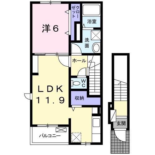 リバーフロント山手II(1LDK/2階)の間取り写真
