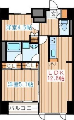 ラピスラズリ上杉(2LDK/11階)の間取り写真