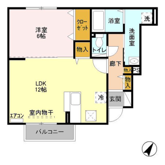 クリプトンA(1LDK/1階)の間取り写真