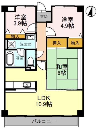 ベレッツア芦屋(3LDK/2階)の間取り写真