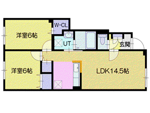 プラシードK(2LDK/1階)の間取り写真