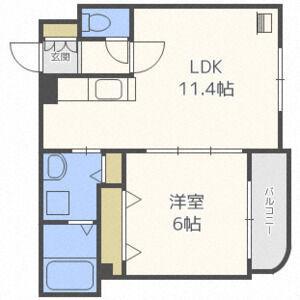 FUKUTOKU(1LDK/3階)の間取り写真