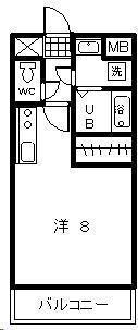 JR日豊本線 宮崎駅 徒歩9分 6階建 築28年(ワンルーム/3階)の間取り写真