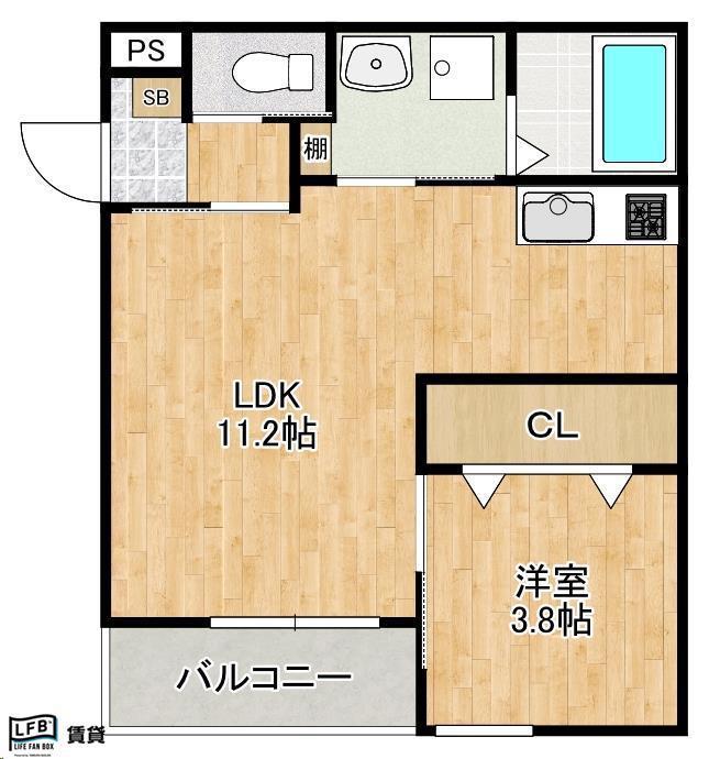 LFB APARTMENT弥生(1LDK/2階)の間取り写真