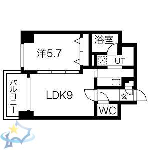 ブラントゥール伏見(1LDK/2階)の間取り写真