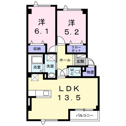 シュティールB(2LDK/1階)の間取り写真