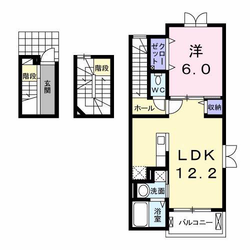 GLANZ(1LDK/3階)の間取り写真