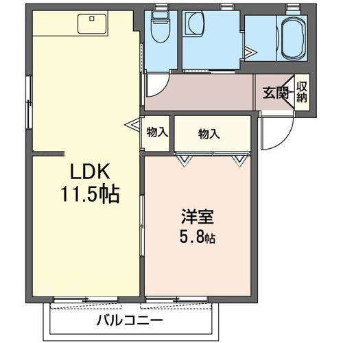 コーポ・オオネダU(1LDK/2階)の間取り写真