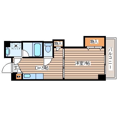 小田原ウェルコート(1DK/5階)の間取り写真