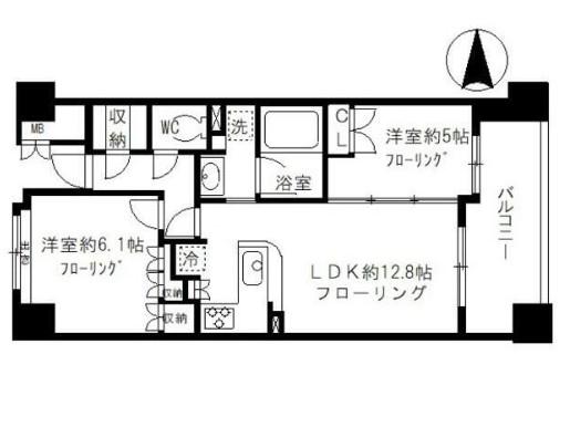 シャリエ錦糸町石原(2LDK/8階)の間取り写真