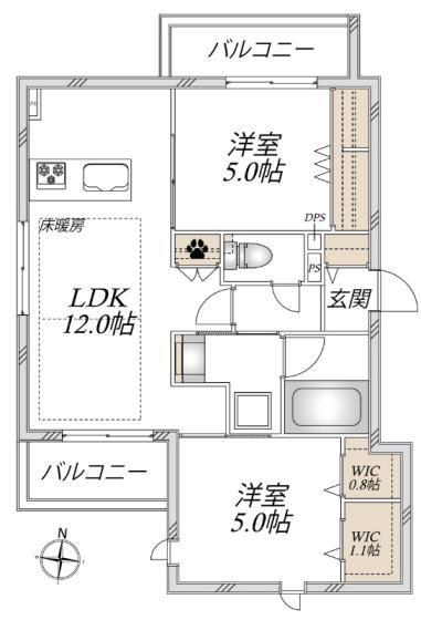 パストラル光が丘(2LDK/2階)の間取り写真