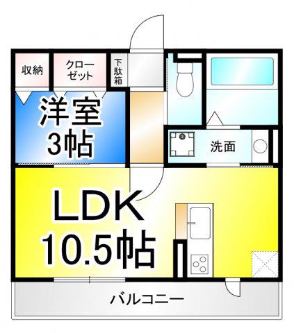 レセンテ ノワ(1LDK/2階)の間取り写真