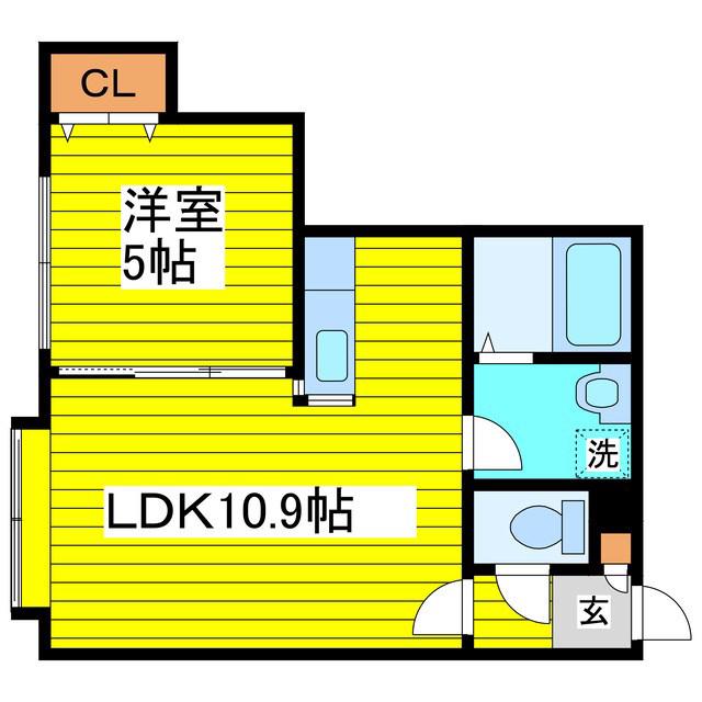 レユシール参番館(1LDK/3階)の間取り写真