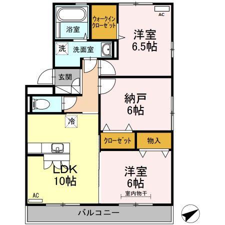 ルミエールT(2LDK/1階)の間取り写真
